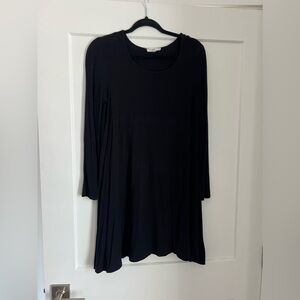 Long sleeve Black Cotton Dress